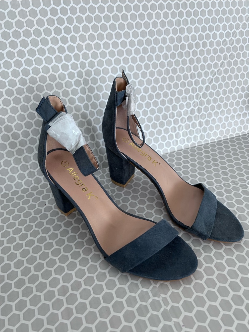Allegra K Dark Ice Blue Block Heel Sandals. Size 7.5 NWOT